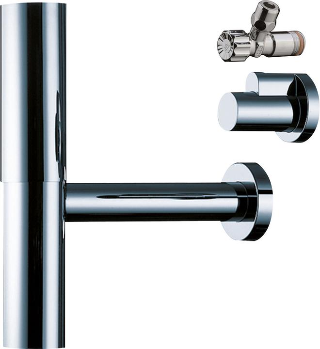 Produktbild hansgrohe Siphon Set Flowstar mit 2 Eckventilen und Schubern 52120000 (Siphon-Montagematerial, 1 1/4")