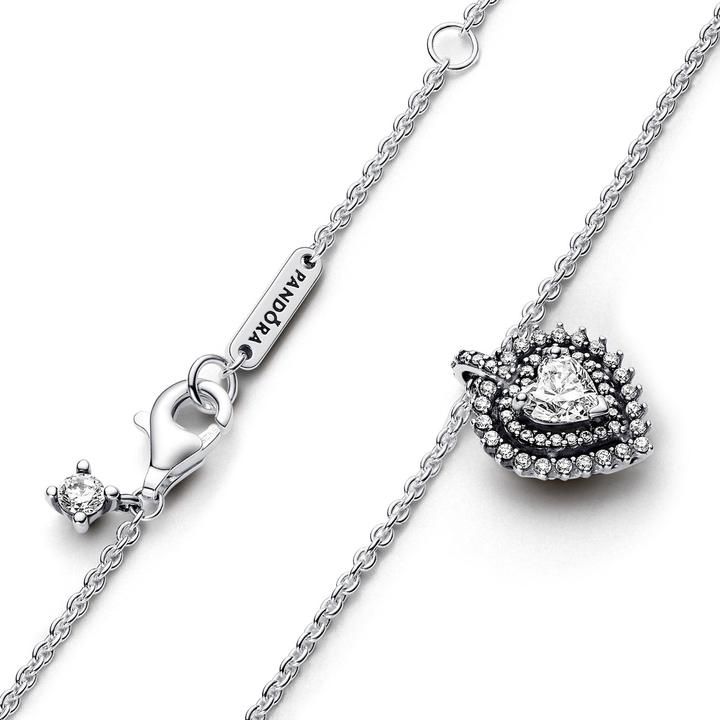 Actual product image Pandora Sparkling heart halo necklace (Silver 925, 45 cm)