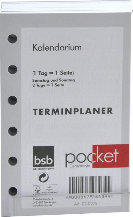 BSB-Obpacher Kalendereinlagen für Timer ca. A7 1Tag/1Seite (12 x 8 cm)