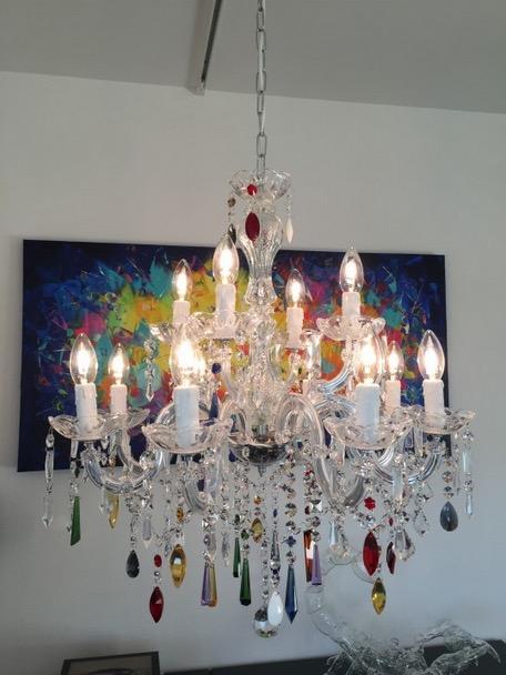 Actual product image TL Crystal chandelier 12-arm colourful (60 cm)