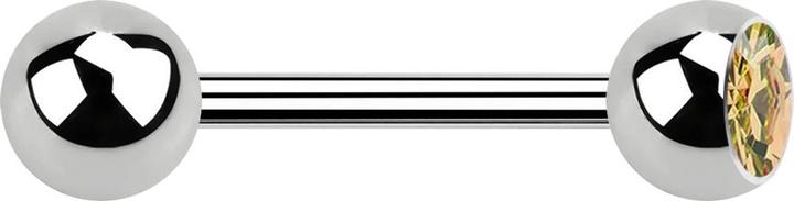 Produktbild Star Piercing Barbell silber mit Kugel und Kugel Kristall topaz (ohne Messing, Chirurgenstahl 316L)
