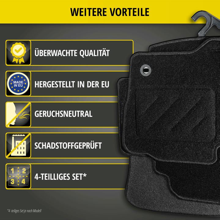 Image du produit Walser Tapis de sol pour Opel Grandland/Grandland X 06/2017-aujourd'hui (2 tapis avant + 2 tapis arrière)