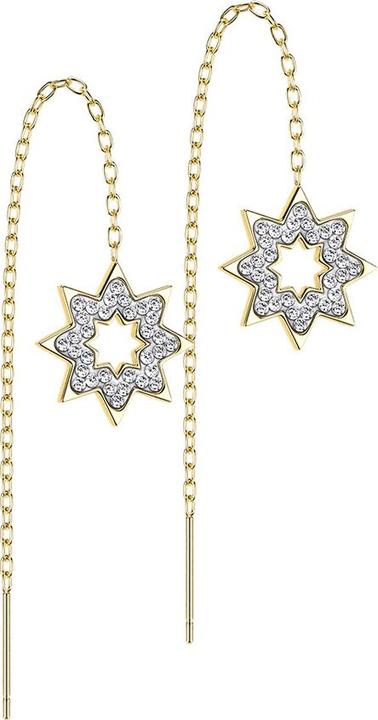 Produktbild Star Piercing Ohrstecker vergoldet freifallende Kette Schneeflocke mit Kristallen (ohne Messing, Chirurgenstahl 316L)