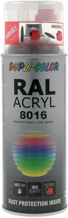 Actual product image Dupli-Color Glossy acrylic paint RAL 8016 mahogany brown (Mahogany brown, 0.40 l)