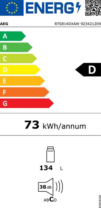 Energie-Label AEG K?hlschrank RTS814DXAW D wh (134 l)