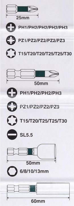 Actual product image Makita Bit set 35 pieces (Cross Phillips PH M2, Hexagon socket TX M20, Hexagon socket TX M25, Cross Phillips PH M1, Hexagon socket TX M15, Cross Pozidriv PZ M3, Hexagon socket TX M30, Cross Phillips PH M3, Cross Pozidriv PZ M2, Cross Pozidriv PZ M1)