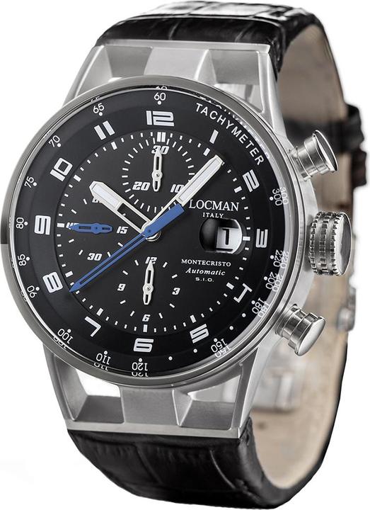 Produktbild Locman Italy Herrenuhr Montecristo Automatik schwarz 44 mm Ref. 051 (Analoguhr, 44 mm)