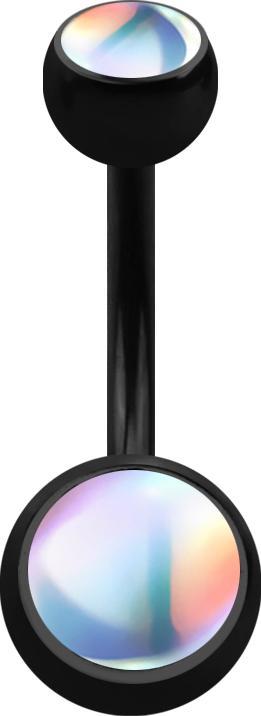 Immagine prodotto Star Piercing Banana nera con due palline bianche iridescenti (senza ottone, Acciaio chirurgico 316L)