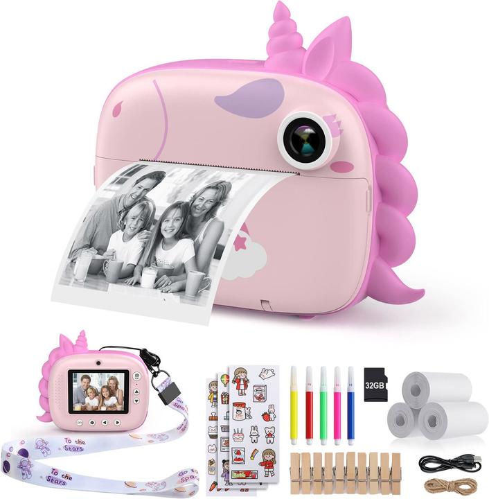 HiMont Macchina fotografica istantanea per bambini, rosa