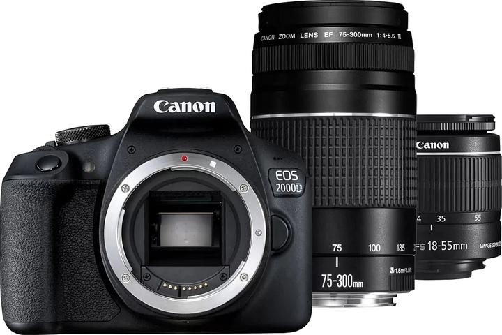 Canon EOS 2000D Kit EF-S 18-55 mm III + EF 75-300 mm III (18 - 55 mm, 24.10 Mpx, APS-C / DX)