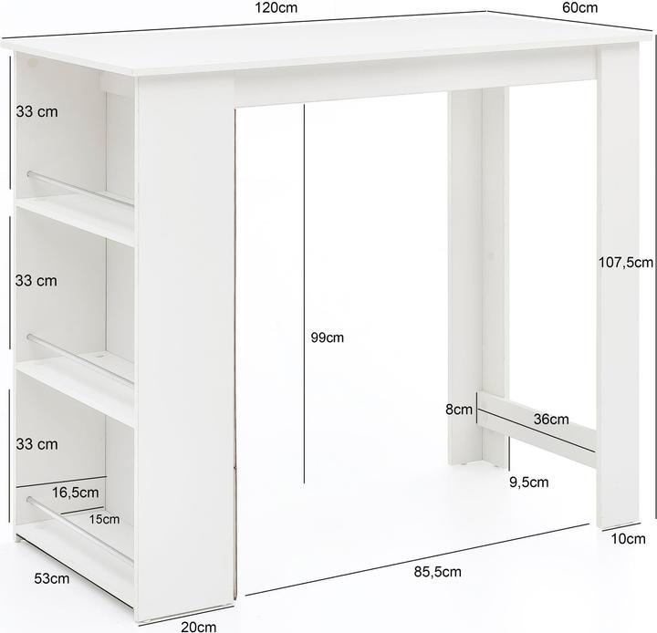 Image du produit Wohnling Table de bistro (120 x 60 x 107,5 cm)