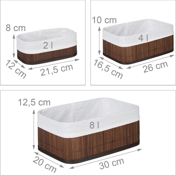 Produktbild Relaxdays Aufbewahrungskorb (3 x, 30 x 20 x 12.5 cm)