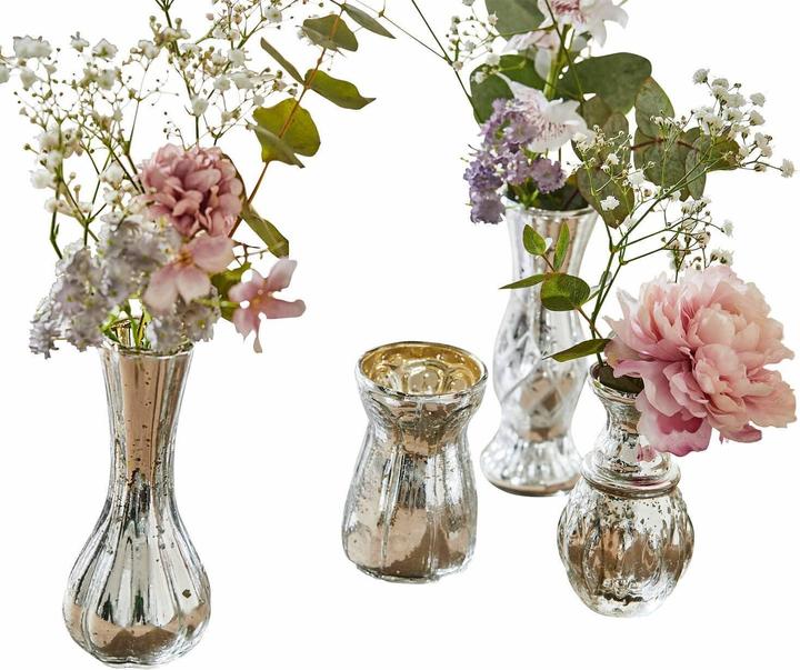 Image du produit Loberon Set de 4 vases décoratifs Maelie argent antique (4 x)