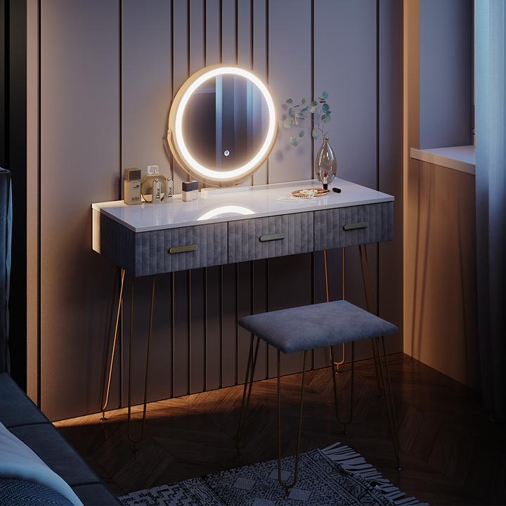 Image du produit Vicco Layla avec tabouret et éclairage (100 x 40 x 79 cm)
