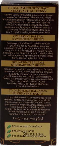 Valeurs nutritives et ingrédients Venita - Henna Color Coloring Lotion From Henna Ecstraktem 15 Bronze 75Ml (15 Brown)