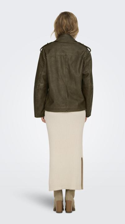 Actual product image Only Band collar biker jacket Faux leather jacket (L)