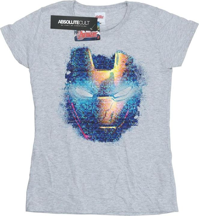 Actual product image Womens/Ladies Iron Man Distressed Head Cotton T-Shirt (XXL)