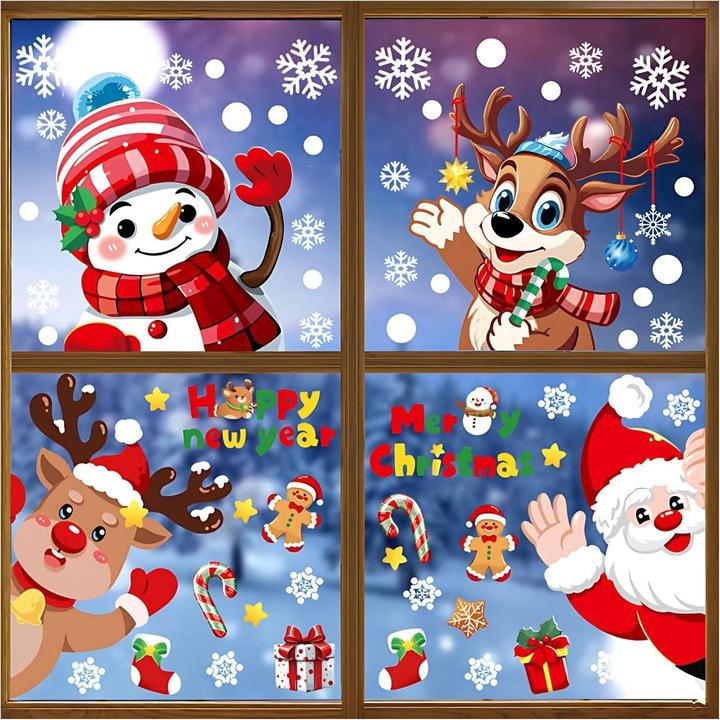 Image du produit Hermex Décorations de fenêtre pour enfants Autocollants de Noël Merry Christmas Happy New Year