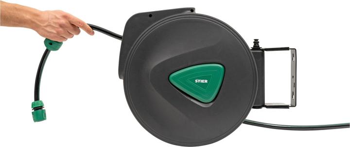 Actual product image Stier Garden hose reel SGS-200 20+2 m with automatic swivelling spray gun (20 m)