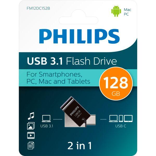Produktbild Philips 2 in 1 OTG 128GB USB 3.1 + USB C Midnight Black (128 GB, USB 3.1)