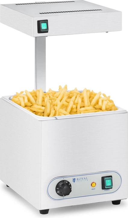 Produktbild Royal Catering Pommeswärmer Mit Wärmebrücke Wärmestrahler Pommes Frittenwanne Warmhaltegerät