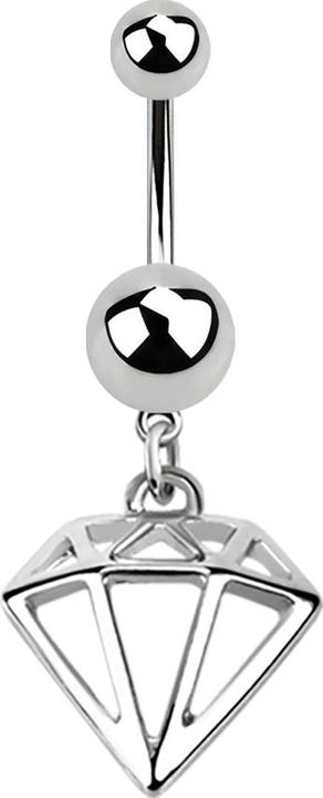 Produktbild Star Piercing Banane silber mit Anhänger Diamant (Chirurgenstahl 316L)