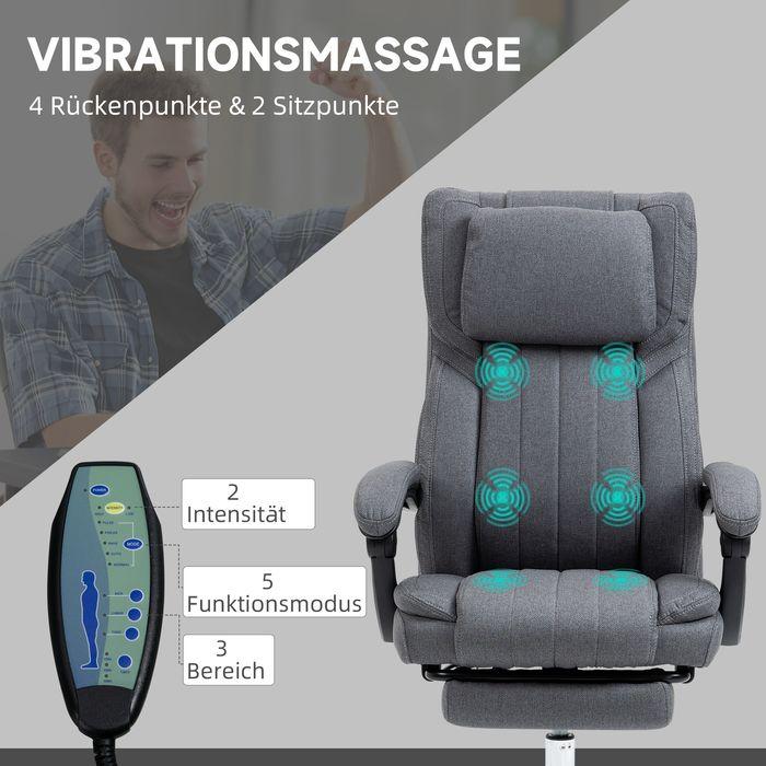 Image du produit Swisshandel24 Siège de bureau avec 5 modes de massage, ergonomique, avec fonction inclinable, repose-pieds