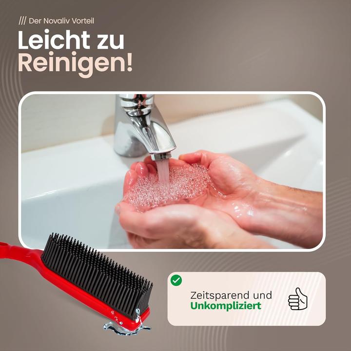 Immagine prodotto Novaliv Gummibesen mit Stiel zum Stecken & Kehrgarnitur Friseurbesen Set Gummi Noppenbesen Hundehaar (1 pz.)