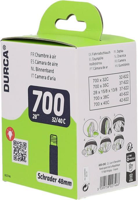 Produktbild Durca fahrradschlauch 32/40c-32/42-622 sv (Schrader (AV), 28", 48 mm)