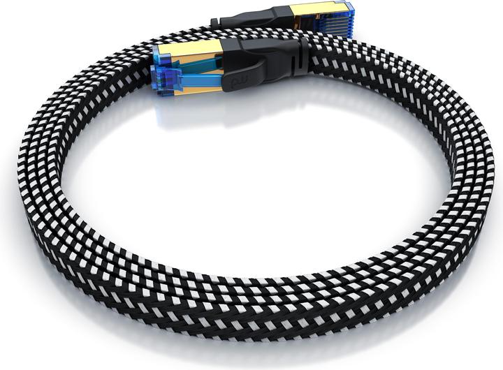 Produktbild Primewire CAT 8 Netzwerkkabel Flach Baumwollmantel - LAN Patchkabel Datenkabel - Flachbandkabel - Verlegekabel (U/FTP, CAT8.1, 1 m)