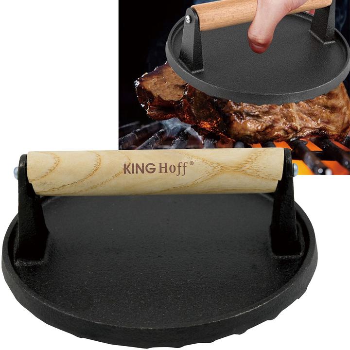 Productafbeelding Kinghoff Gietijzeren vleespers voor hamburgers en steaks