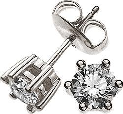 Actual product image Muau Solitaire earstuds 6-handle setting white gold 750 diamonds 1.00ct. 7mm (750/18K white gold)