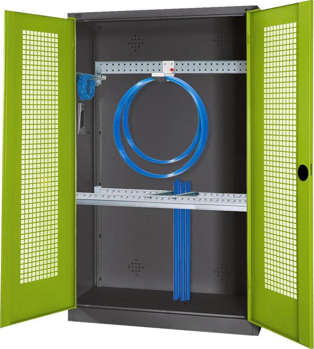 Produktbild C+P Modul-Sportgeräteschrank mit Grundausstattung (HxBxT: 195x120x50 cm, mit Lochblech-Flügeltüren)
