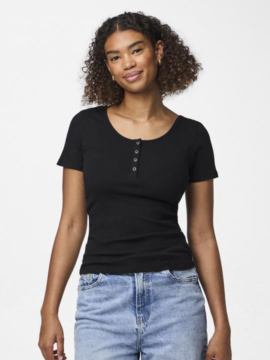 Actual product image Pieces Ribbed design top with short sleeves (M)
