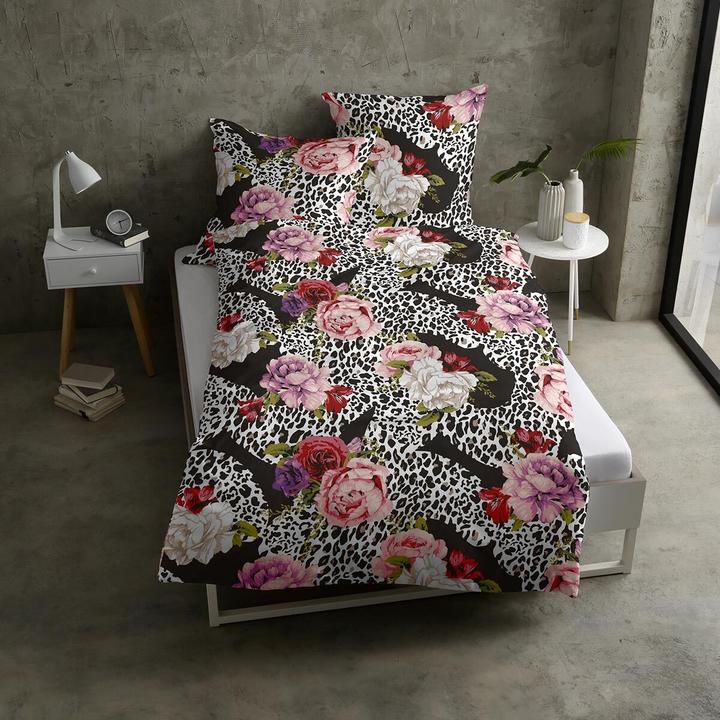 Actual product image Casatex Satin Bed Linen Neldy black-rose (Bedding set, 155x220 cm + 80x80 cm)