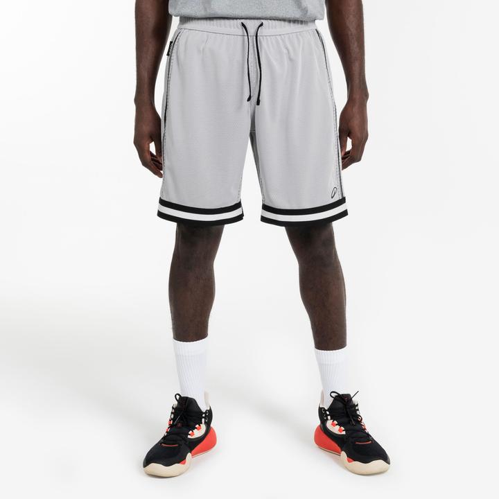 Produktbild Kipsta Damen/Herren Basketball Shorts wendbar leicht - SHR 500 schwarz-weiss (L)