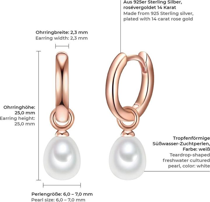 Actual product image Valero Pearls Ladies Sterling Silver Freshwater Cultured Pearl Rose Gold - 11320 (Sterling Silver)