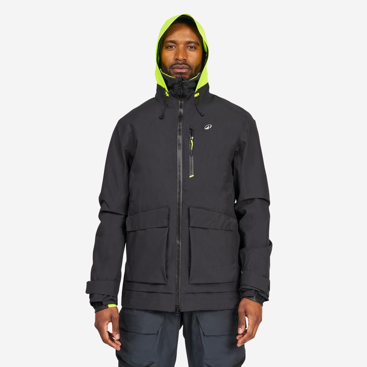 Tribord Regenjacke Segeljacke Herren wasserdicht winddicht 500 schwarz/neongelb