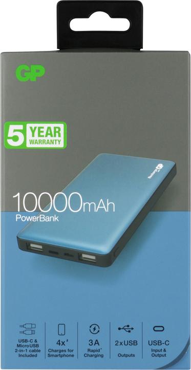Actual product image GP Batteries Powerbank MP10MA 3A 10000mAh 3xUSB TypeC 130MP10MAMIDTEL (10000 mAh, 37 Wh)
