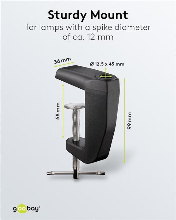 Immagine prodotto Goobay Morsetto da tavolo di ricambio per lampade a lente con braccio articolato, nero