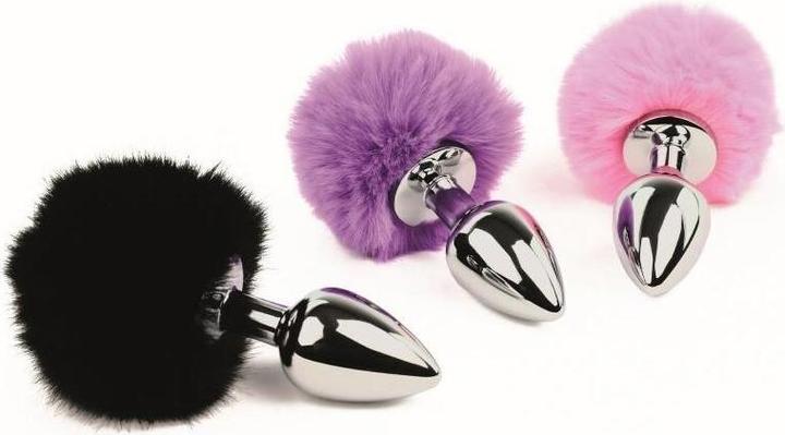 Actual product image FeelzToys Bunny Tails Butt Plug Purple