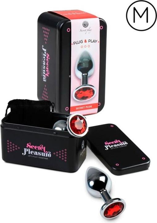 Image du produit Secret play Plug anal en métal avec butoir en diamant (rouge)
