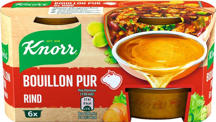 Actual product image Knorr BOUILLON PUR RIND 6x 28g = 168g Yield = 3 litres (3000 ml)