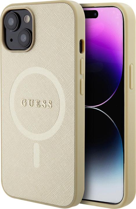 Actual product image Guess GUHMP15SPSAHMCB iPhone 15 6.1" złoty/gold hardcase Saffiano MagSafe (Apple iPhone 15)
