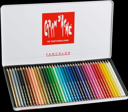 Actual product image Caran d'Ache Fancolor coloured pencils metal box (Multicoloured, 40 x)