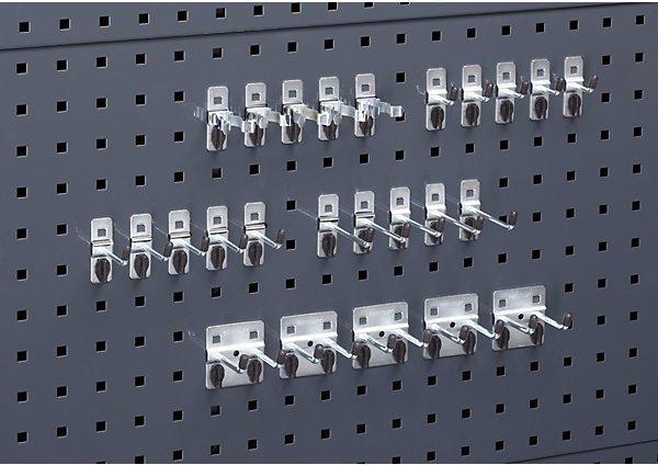 Produktbild eurokraft pro Werkzeughalter-Set, 25-teilig, für Lochpl.,Halter, Doppelhalter, Werkzeugklemmen