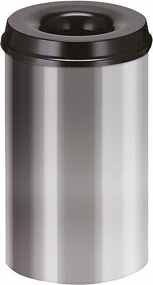Produktbild Vepa Bins Papierkorb, selbstlöschend, 20l, HxØ 426x260mm, Korp. alusilb./Löschkopf schwarz (20 l)