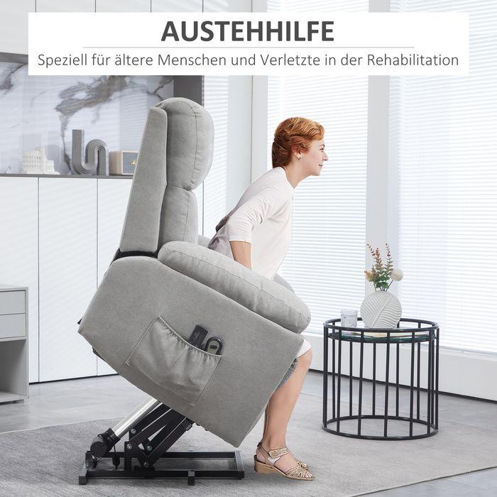 Actual product image Swisshandel24 TV armchair electric stand-up aid reclining function remote control massage armchair linen look