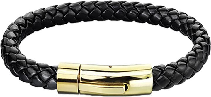Image du produit Star Piercing Bracelet en similicuir noir avec fermoir doré (19 cm, sans laiton, Acier chirurgical 316L, Similicuir)