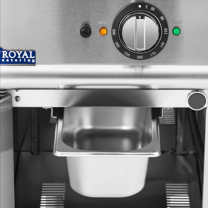 Produktbild Royal Catering Elektro-Grillplatte mit Unterschrank 5,4 kW geriffelt 50 - 300 °C Edelstahl (5.40 kW)